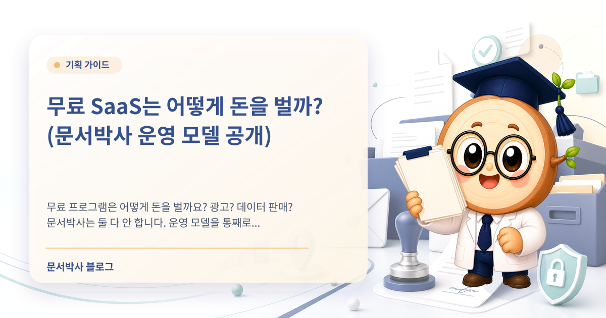 무료 SaaS 운영 모델: 문서박사는 왜 무료로 제공할까 배너