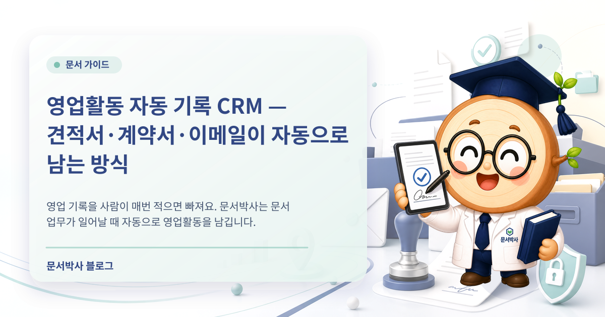 영업활동 자동 기록 CRM: 견적서·계약서·이메일 이력을 남기는 방법 배너