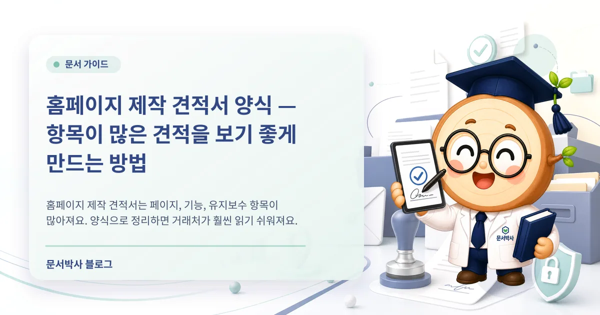 홈페이지 제작 견적서 양식 배너
